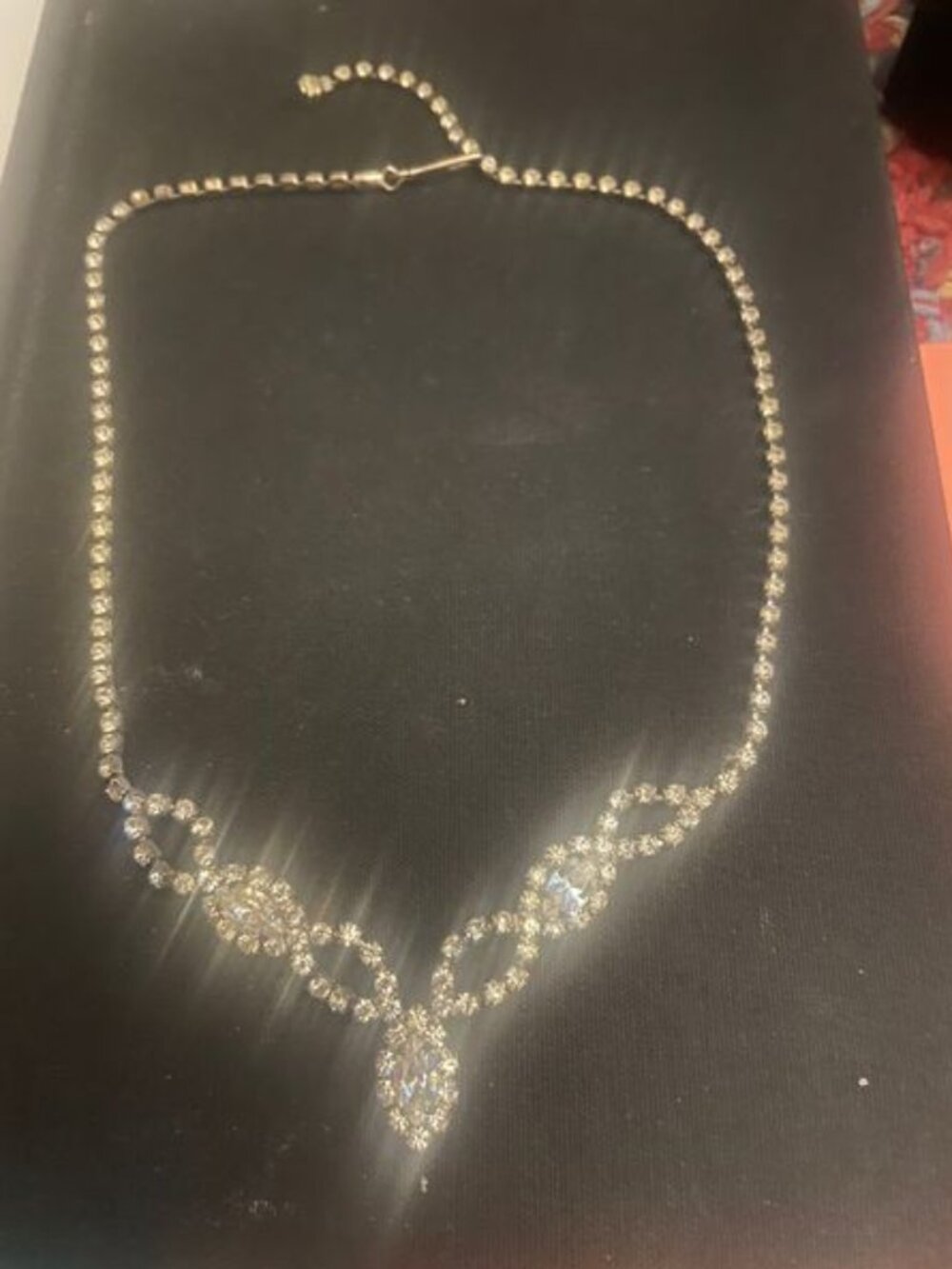 CZ DIAMOND NECKLACE WITH ADJUSTABLE CLASP - 17" LENGTH